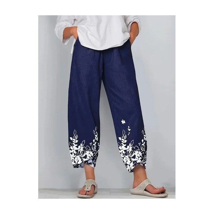 Women Floral Capris Pant Casual Summer Trousers