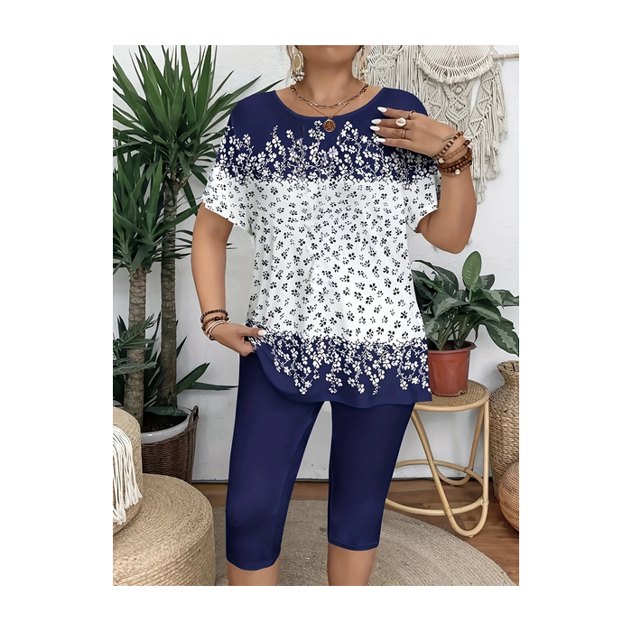 Women Floral Short Sleeve Tee T-shirt Crew Neck Printing Casual Summer Graphic Tee Top