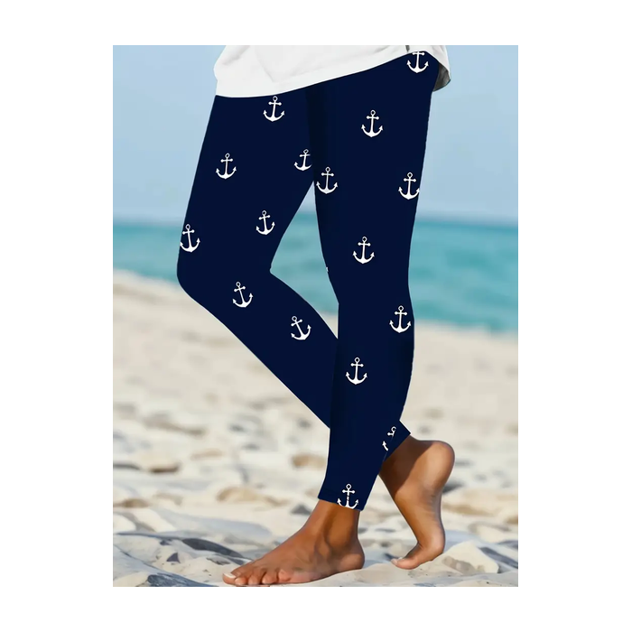 Women Anchor Casual All Season Printing Long Leggings
