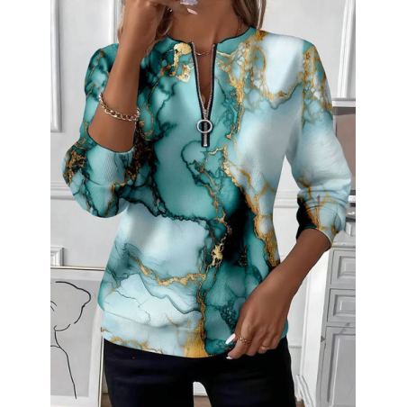 Women Abstract Crew Neck Printing Casual Spring/Fall Long Sleeve Sweatshirt