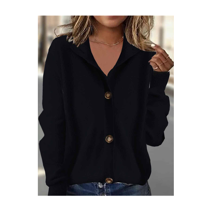 Women Plain Long Sleeve Turtleneck Vintage Winter Cardigan Outerwear