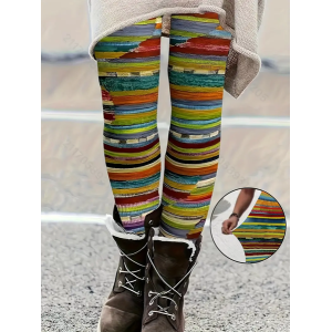 Women Abstract Stripes Casual All Season Printing Long Leggings