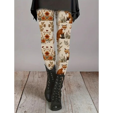 Women Floral Casual All Season Printing Long Leggings