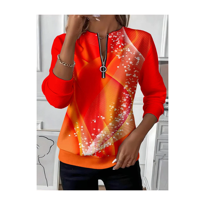 Women Abstract Crew Neck Printing Casual Spring/Fall Long Sleeve Sweatshirt