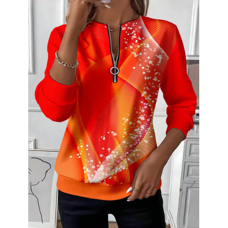 Women Abstract Crew Neck Printing Casual Spring/Fall Long Sleeve Sweatshirt