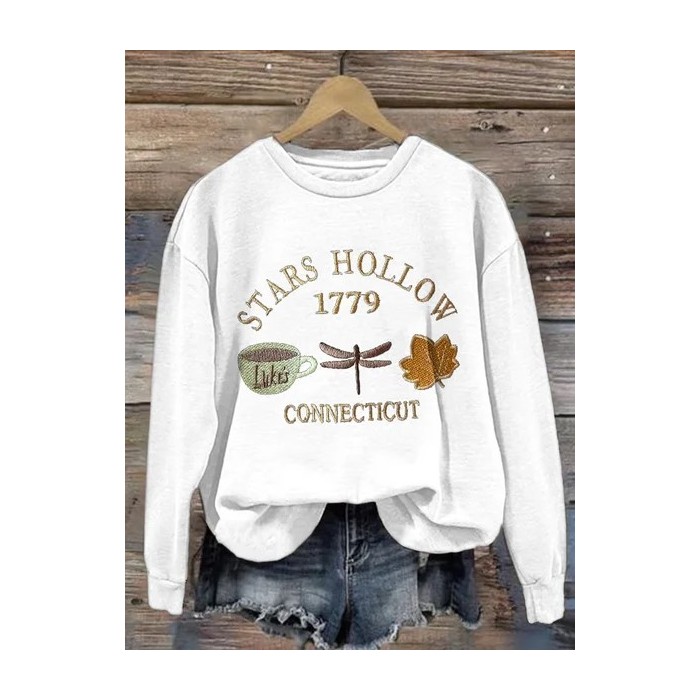 Women Text Letters Crew Neck Printing Casual Spring/Fall Long Sleeve Sweatshirt