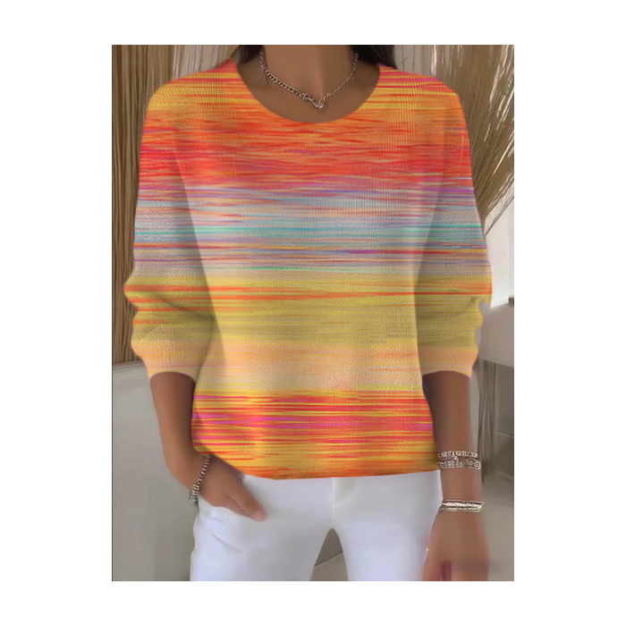 Women Abstract Printing Spring/Fall Casual Long Sleeve Crew Neck Sweater