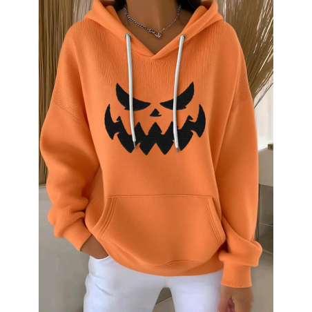 Women Halloween (pumpkin) Spring/Fall Printing Long Sleeve Casual Daily Hoodie