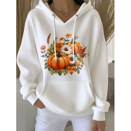 Women Floral Spring/Fall Printing Long Sleeve Casual Daily Hoodie
