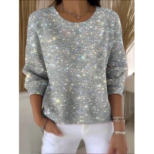 Women Halloween Spring/Fall Vintage Long Sleeve Crew Neck Cotton Sweater