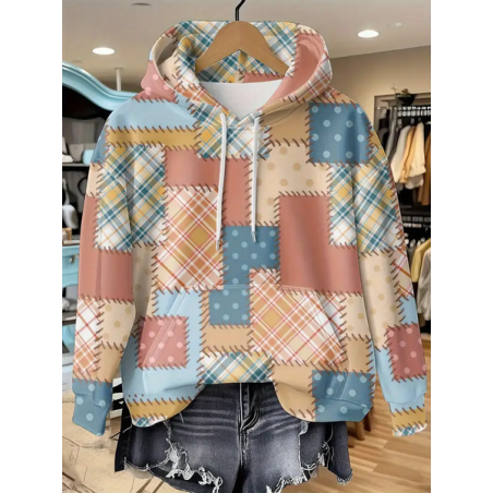 Women Abstract Spring/Fall Printing Long Sleeve Casual Daily Hoodie