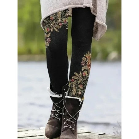 Women Floral Casual All Season Printing Long Leggings