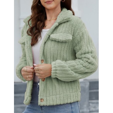 Women Spring/Fall Outerwear Vintage Split Joint Plain Long Sleeve Shawl Collar Jacket