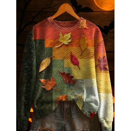 Women Abstract Crew Neck Printing Casual Spring/Fall Long Sleeve Sweatshirt