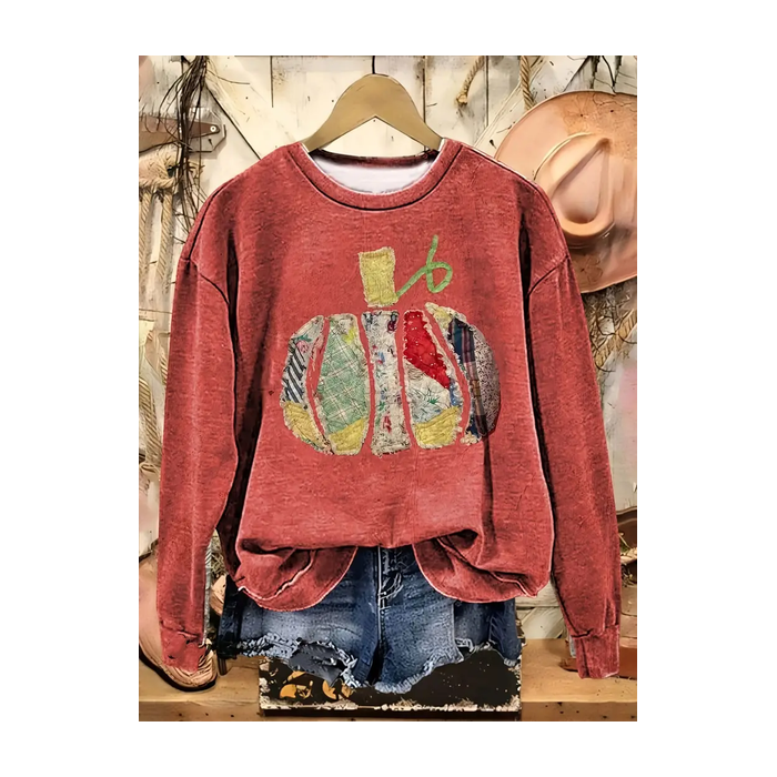 Women Halloween (pumpkin) Crew Neck Printing Casual Spring/Fall Long Sleeve Sweatshirt