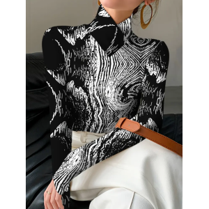 Women Abstract Long Sleeve Blouse Spring/Fall Printing Daily Casual Top