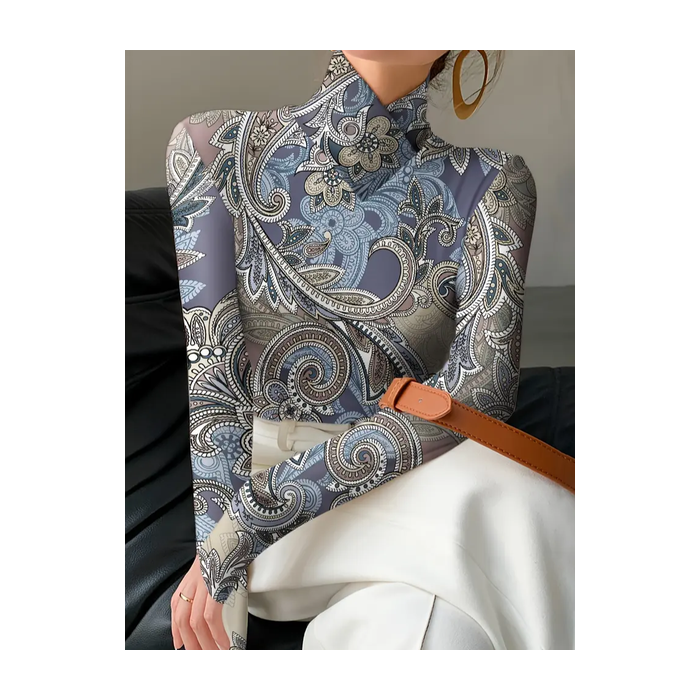 Women Paisley Long Sleeve Blouse Spring/Fall Printing Daily Casual Top