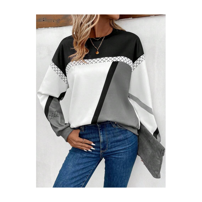 Women Abstract Crew Neck Printing Casual Spring/Fall Long Sleeve Sweatshirt