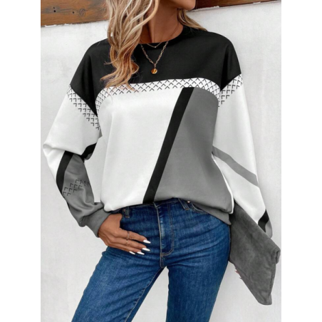 Women Abstract Crew Neck Printing Casual Spring/Fall Long Sleeve Sweatshirt