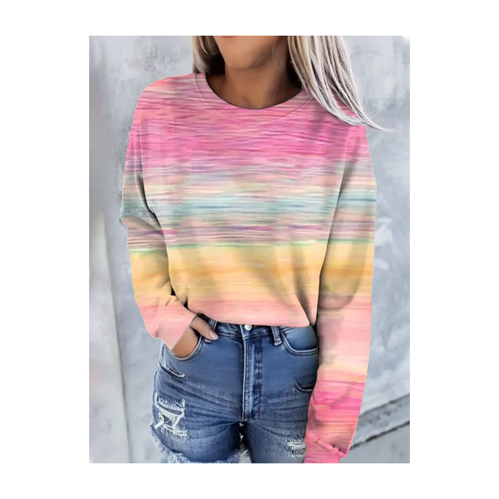 Women Abstract Crew Neck Printing Casual Spring/Fall Long Sleeve Sweatshirt