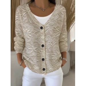 Women Floral Long Sleeve V Neck Casual Spring/Fall Cardigan Outerwear