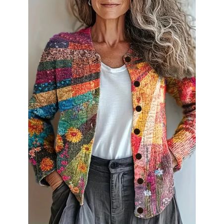 Women Floral Vintage Spring/Fall Printing Cardigan