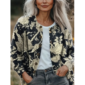 Women Floral Vintage Spring/Fall Printing Cardigan