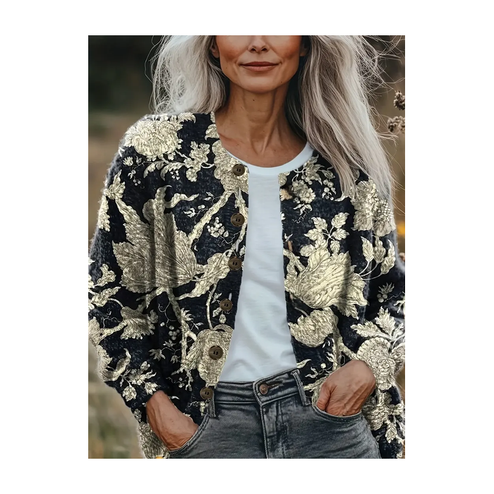 Women Floral Vintage Spring/Fall Printing Cardigan