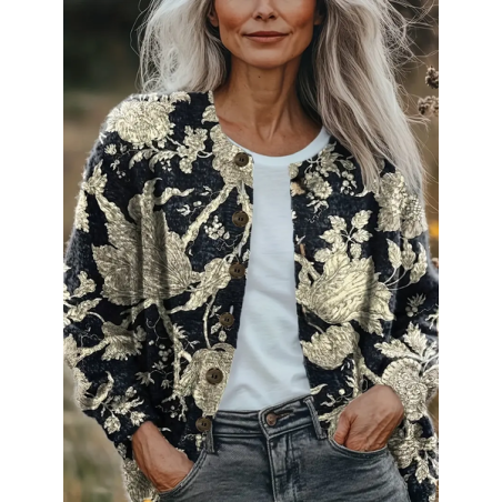 Women Floral Vintage Spring/Fall Printing Cardigan