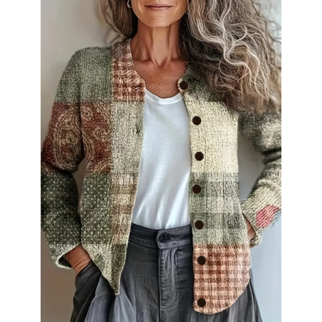 Women Abstract Vintage Spring/Fall Printing Cardigan