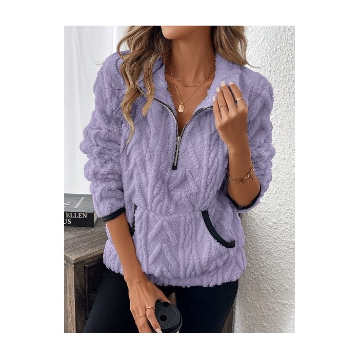 Women Plain V Neck Casual Spring/Fall Long Sleeve Sweatshirt