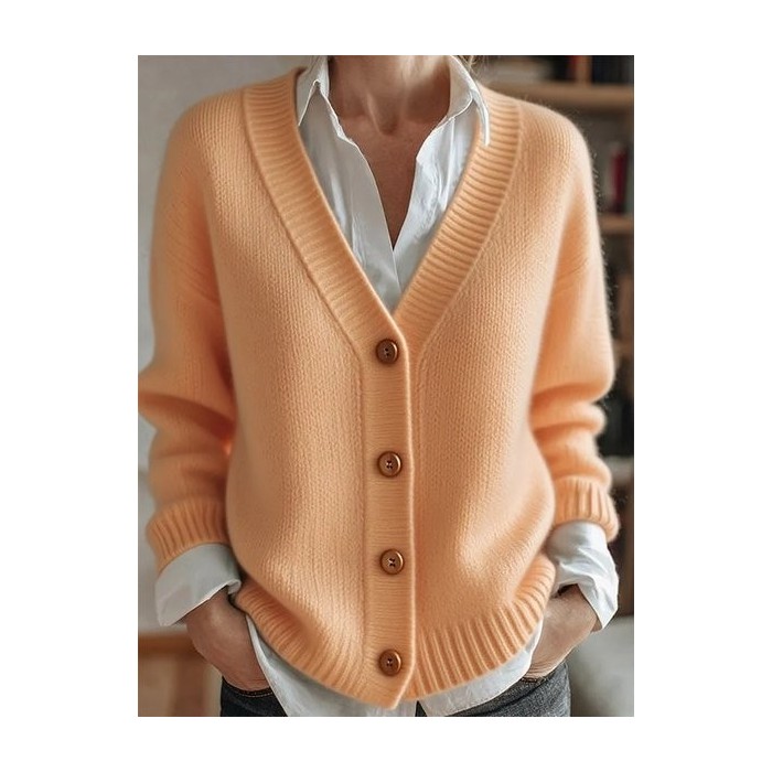 Women Plain Vintage Winter Cardigan
