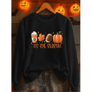 Women Maple Leaf Crew Neck Printing Casual Spring/Fall Long Sleeve Sweatshirt