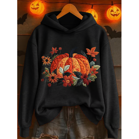 Women Floral Spring/Fall Printing Long Sleeve Casual Daily Hoodie