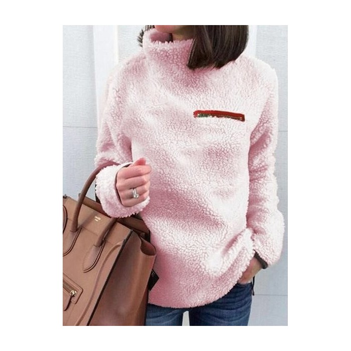 Women Plain Split Joint Winter Casual Long Sleeve Crew Neck Cotton Sweater