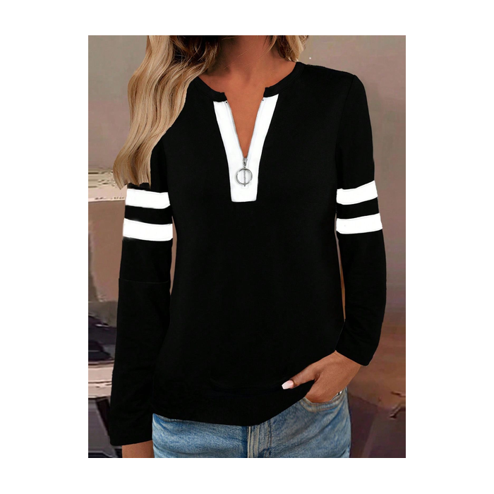 Women Striped Crew Neck Printing Casual Spring/Fall Long Sleeve Sweatshirt