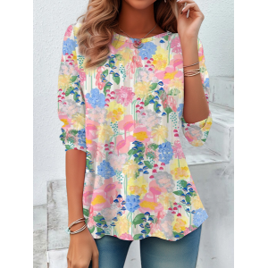 Women Floral Long Sleeve Tee T-shirt Crew Neck Printing Casual Spring/Fall Graphic Tee Top