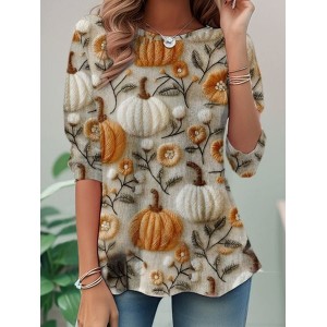 Women's Long Sleeve Tee T-shirt Spring/Fall Halloween Jersey Crew Neck Daily Going Out Casual Top