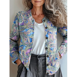 Women Floral Vintage Spring/Fall Printing Cardigan