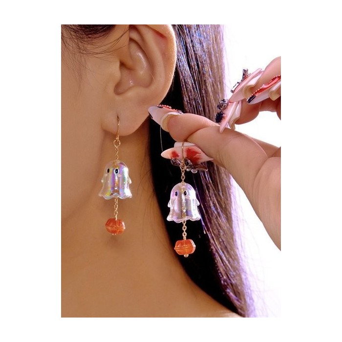 Alloy Electroplating Halloween Jewelry Cartoon Bat Ghost Pumpkin Earrings Halloween Kitten Skull Spider Witch Earrings