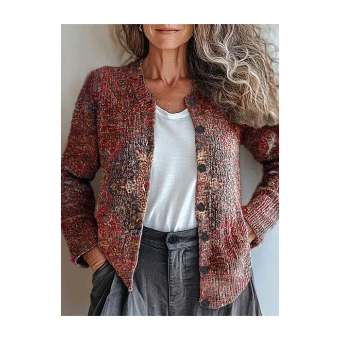 Women Ethnic Vintage Spring/Fall Printing Cardigan