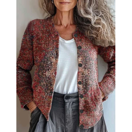 Women Ethnic Vintage Spring/Fall Printing Cardigan