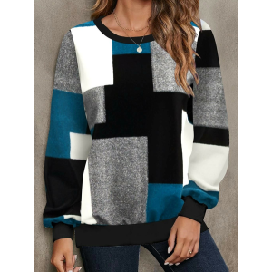 Women Abstract Crew Neck Printing Casual Spring/Fall Long Sleeve Sweatshirt