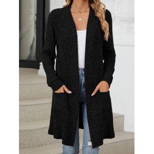 Women Plain Spring/Fall Cover-up Vintage Split Joint Lightweight Cardigan