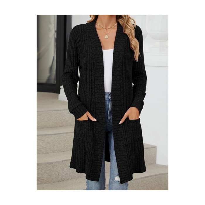 Women Plain Spring/Fall Cover-up Vintage Split Joint Lightweight Cardigan