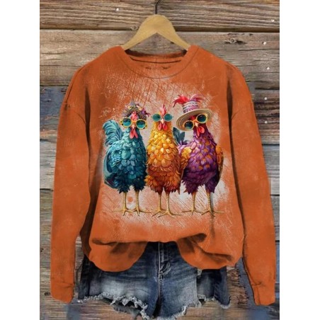 Women's Crew Neck Halloween Printing Vintage Spring/Fall Long Sleeve Sweatshirt