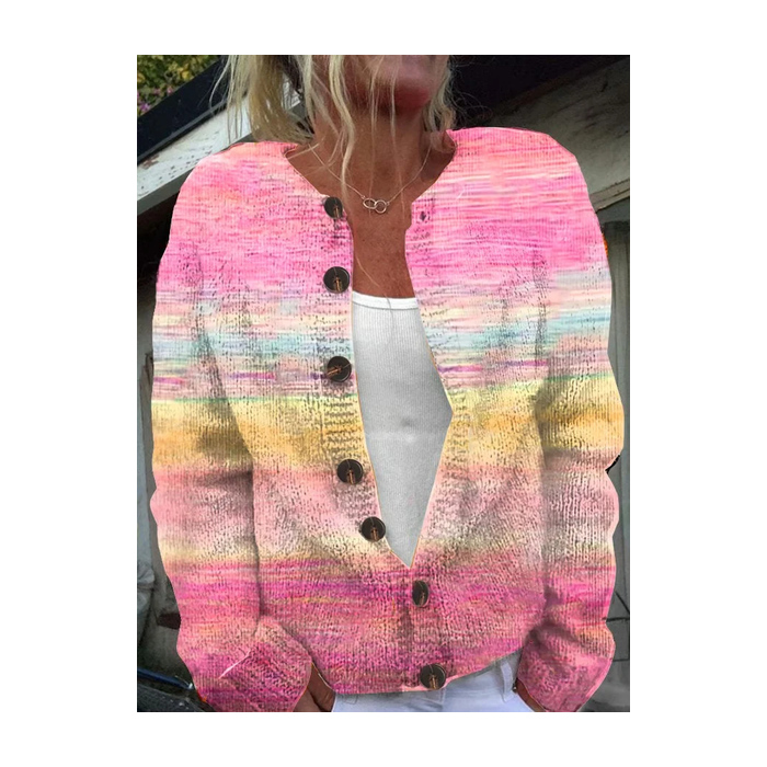 Women Abstract Casual Spring/Fall Printing Cardigan