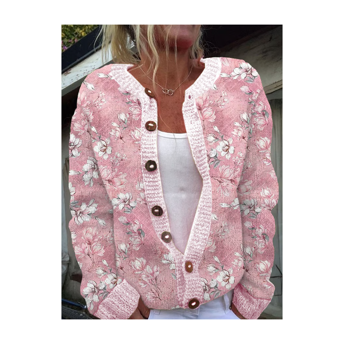 Women Floral Casual Spring/Fall Printing Cardigan