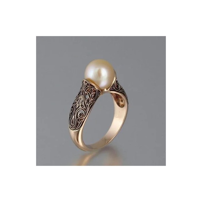 Hot Selling New Imported Artificial Abs Pearl Ring Plated With 14k Gold Retro Silver Jewelry Ring