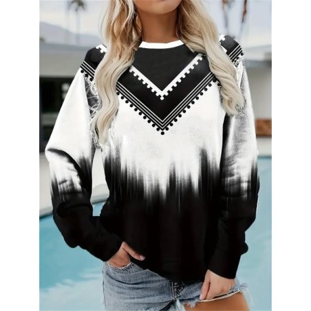 Women Abstract Crew Neck Printing Casual Spring/Fall Long Sleeve Sweatshirt